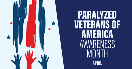 Paralyzed Veterans of and Across America Awareness Month campaign banner. Celebrating military families month. - obrazy, fototapety, plakaty
