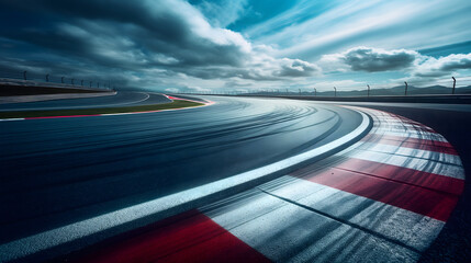Dynamic Motion Blur View of a Racing Track on a Cloudy Day