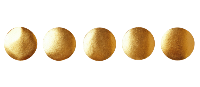 gold round stickers on a white isolated background