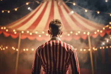 Obraz premium Movie scene stylized picture image made with Generative AI tools amazing circus performance actor trick tent