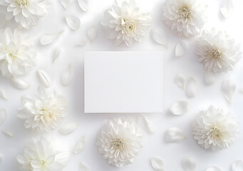 Obraz premium Serene White Peony Petals and Blank Frame Mockup