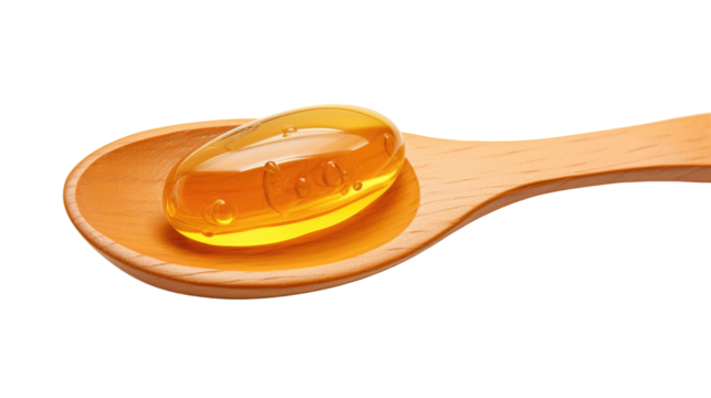 omega wooden spoon on isolated white background