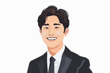 正面の笑顔の日本人の男性ビジネスマン（白背景・サラリーマン・スーツ）