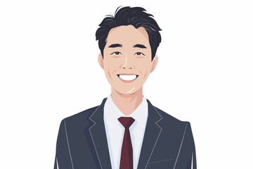 正面の笑顔の日本人の男性ビジネスマン（白背景・サラリーマン・スーツ）