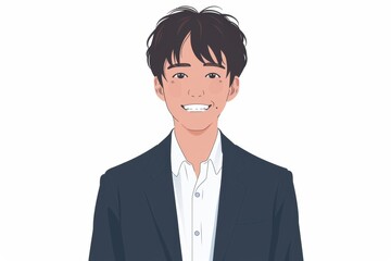 正面の笑顔の日本人の男性ビジネスマン（白背景・サラリーマン・スーツ）