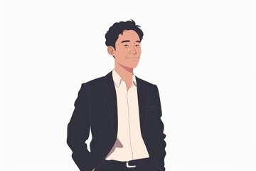 正面の笑顔の日本人の男性ビジネスマン（白背景・サラリーマン・スーツ）