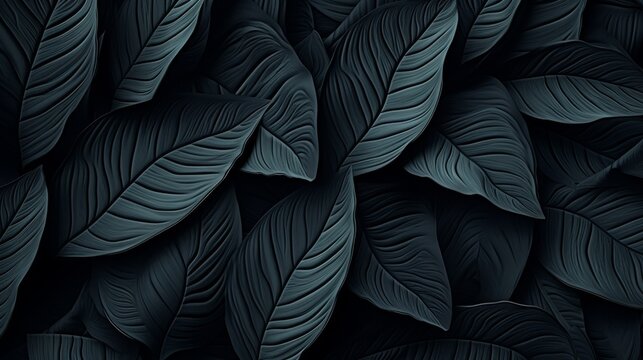 Textures of abstract black leaves for tropical leaf background 