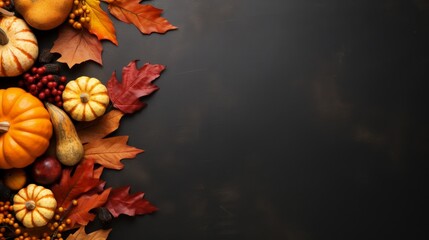 Thanksgiving fall place setting with cutlery and fall leaf arrangement - obrazy, fototapety, plakaty