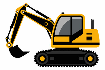 Excavator silhouette white background