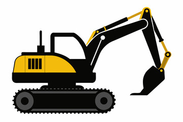 Excavator silhouette white background