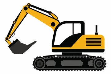 Excavator silhouette white background