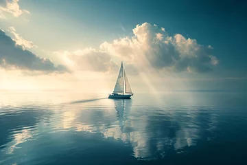 Schilderijen op glas a sailboat on the water © Ion