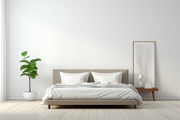 Soft bed and lamp in white modern badroom for comfort and relax design