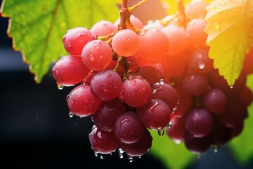 Closeup fresh grape fruit hanged on tree background