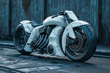 a white motorcycle parked on pavement