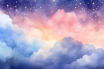 Watercolor night sky. Beautiful hand drawn background