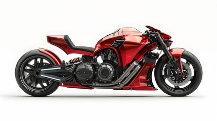 Obraz na płótnie Canvas Red motorcycle, futuristic style, on white background