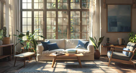 Photorealistic interior of a living room