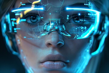 a woman wearing futuristic glasses