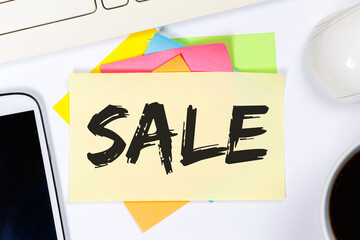 Sale Angebot beim Einkaufen Kommunikation Business auf Schreibtisch