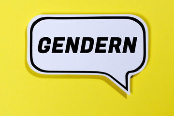 Gendern als Symbol für gendergerechte Sprache in Sprechblasen Kommunikation Konzept reden