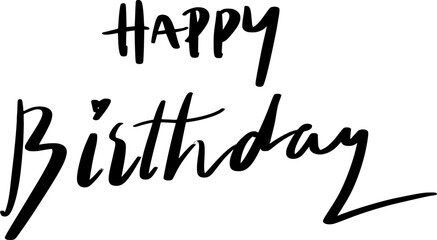 Happy Birthday Hand drawn text phrase isolated on white background.