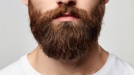 Fototapeta premium Close up portrait of well groomed man highlighting modern mustache and beard care