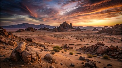 Sunset over the desert - obrazy, fototapety, plakaty