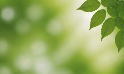Obraz premium Fresh and green leaves green bokeh on blurred green background 