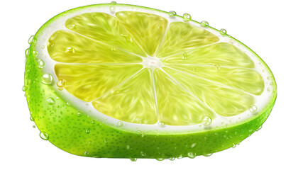 Juicy slice of lime isolated on transparent png
