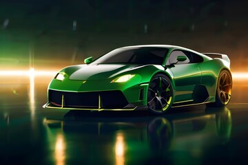  Save to Library Download Preview Preview Crop Find Similar FILE #:  609279612green sports car wallpaper with fantastic light effect background. Generative AI - obrazy, fototapety, plakaty