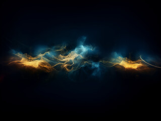 Ai Generated Art A Moody Sparkly Dark Blue And Gold Smoke Flowing, Luxurious Background