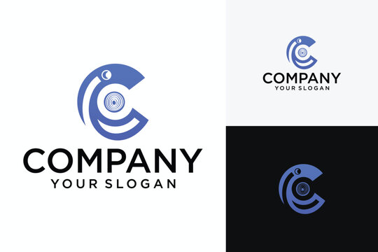 Modern letter C monogram logo icon design template element, elegant business card emblem CC mockup,