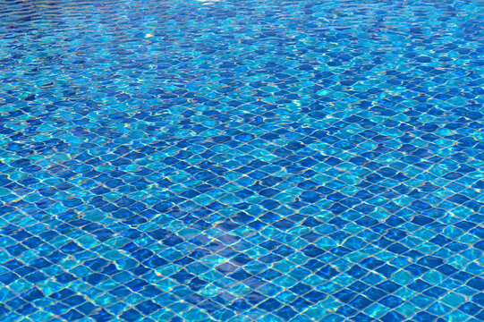 Beautiful sun reflections of water in the pool. Blue water. Background. Pure water.