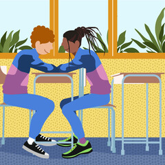 Love's Canvas: Queer Life in Everyday Moments - Young Gay Couple Chatting in Classroom