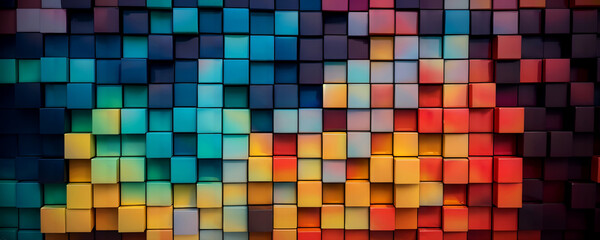 Square mosaic geometric rainbow colors abstract background wallpaper.