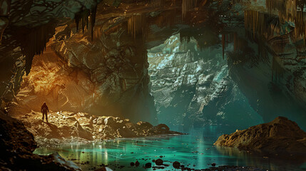 A beautiful cave with internal secrets and stalactites - obrazy, fototapety, plakaty