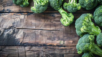 Fresh green broccoli on isolated wooden background - obrazy, fototapety, plakaty