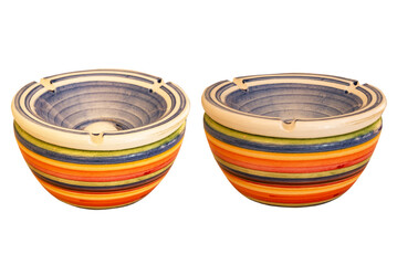 Object - ceramic colored ashtray on a white background