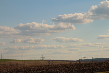 A field with power lines