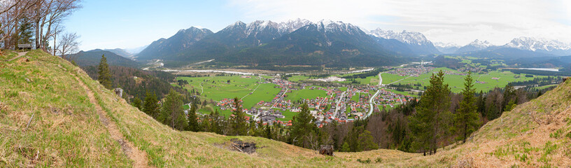 viewpoint Krepelschrofen mountain, above tourist resort Wallgau, Estergebirge upper bavaria