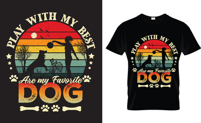 Retro Vintage Sunset Dog T-Shirt Graphics by T-Shirt Designs