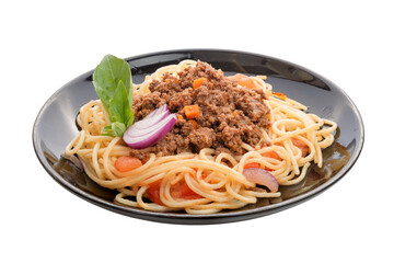 spaghetti bolognese in a plate, cut out