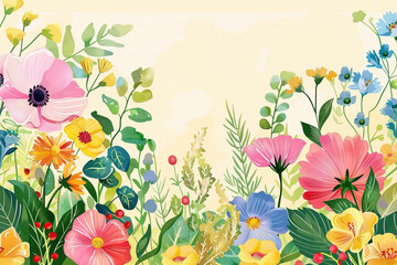 Hintergrund mit Frühlingsblumen und Textfreiraum - obrazy, fototapety, plakaty