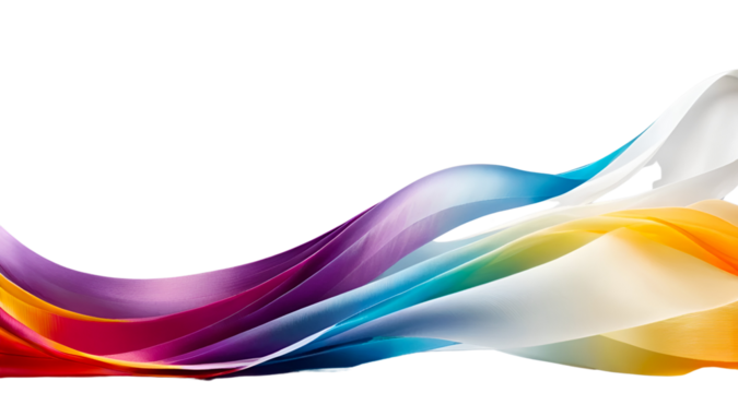 colorful ribbons or strips like wave on white background. 3d render