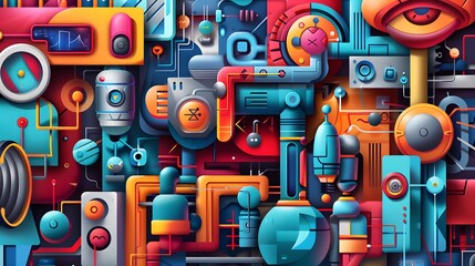 A vivid depiction of technology's essence through abstract expression.