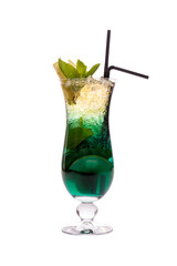 cocktail with lime and mint, cut out