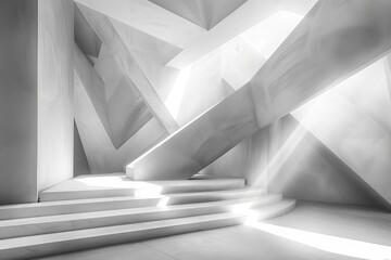 Abstract Geometric White Polygonal Structure