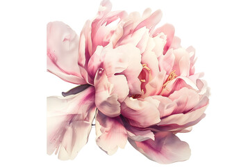 Blush Peony Watercolor, Romantic Floral Softness - Isolated on Transparent White Background PNG


