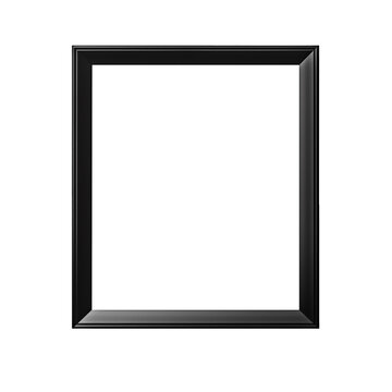 black modern metal picture frame isolated on transparent background